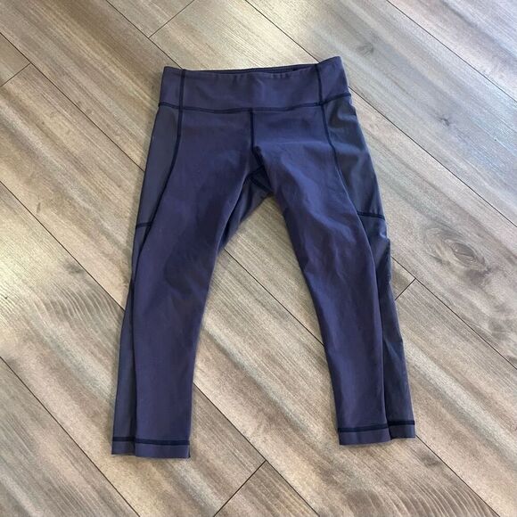 Lululemon Purple Athletic Workout Cropped/ Mesh Leggings Women 6 - Picture 2 of 5